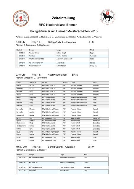 Zeiteinteilung - Pferdesportverband Bremen