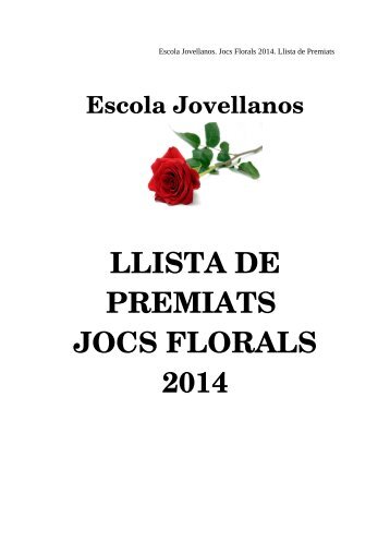LLISTA DE PREMIATS JOCS FLORALS 2014