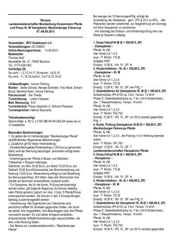 Renzow Landesmeisterschaften Mecklenburg-Vorpommern Pferde ...