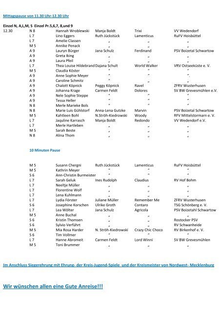 Zeitplan - Pferdesportverband-MV