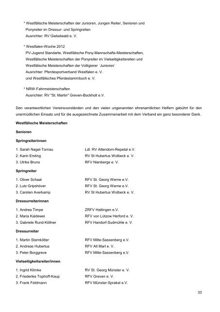 Jahresbericht 2012 - Pferdesportverband Westfalen