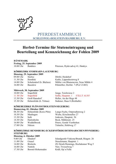 Stuteneintragungs - Pferdestammbuch Schleswig-Holstein/Hamburg ...