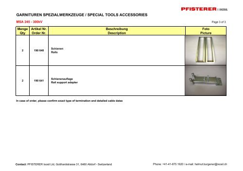 garnituren spezialwerkzeuge / special tools accessories - Pfisterer