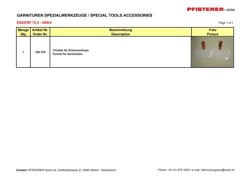 garnituren spezialwerkzeuge / special tools accessories - Pfisterer