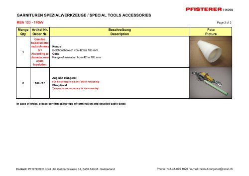 garnituren spezialwerkzeuge / special tools accessories - Pfisterer