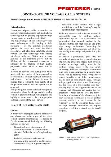 Jointing of High Voltage Cable Systems - Pfisterer