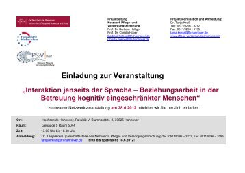 Einladung zur Veranstaltung - Netzwerk - Pflege und ...