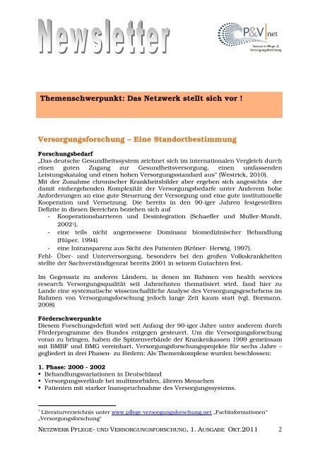 Newsletter Ausgabe 1 Oktober 2011 - Netzwerk - Pflege und ...