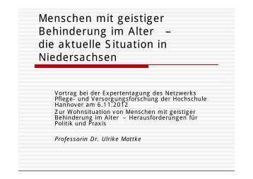 Präsentation Prof. Dr. Ulrike Mattke, Hochschule Hannover