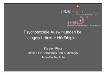 Präsentation Prof. Dr. Karsten Plotz, Jade Hochschule Oldenburg