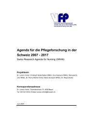 Agenda für die Pflegeforschung in der Schweiz 2007 - 2017 - VfP
