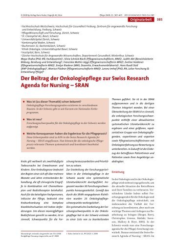 Pflege, 6/08, SRAN Onkologiepflege Originalarbeit - VfP