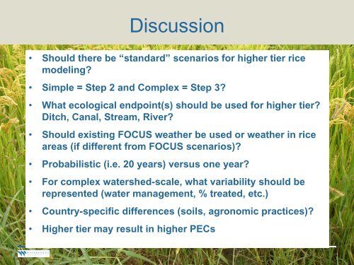Higher Tier Rice Modeling for the EU - pfmodels