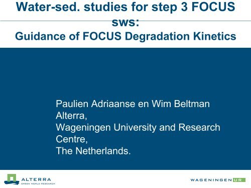 guidance of FOCUS degradation kinetics - pfmodels