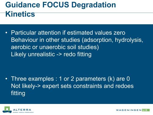 guidance of FOCUS degradation kinetics - pfmodels