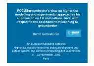 FOCUS groundwater's view on higher tier modelling and ... - pfmodels