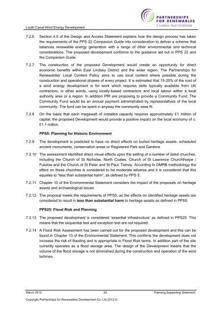 Planning Supporting Statement - Partnerships for Renewables