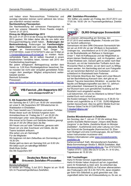 Mitteilungsblatt Nr. 27 vom 04.07.2013 - Pfronstetten