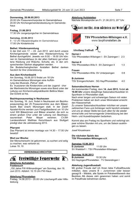 Mitteilungsblatt Nr. 24 vom 13.06.2013 - Pfronstetten