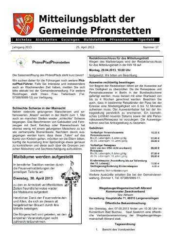 Mitteilungsblatt Nr. 17 vom 25.04.2013 - Pfronstetten