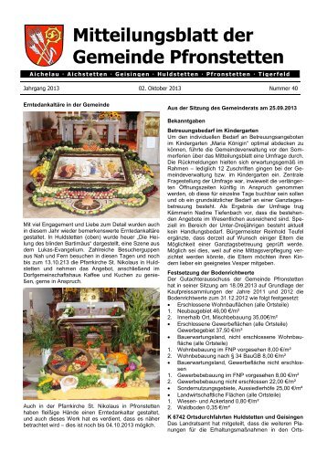 Mitteilungsblatt Nr. 40 vom 02.10.2013 - Pfronstetten