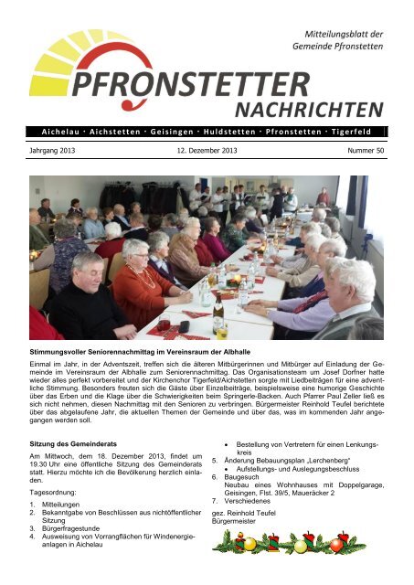 Mitteilungsblatt Nr. 50 vom 12.12.2013 - Pfronstetten