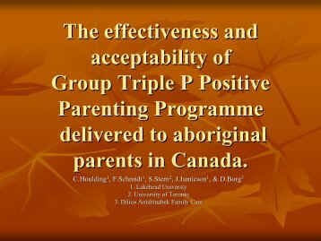 Impact and acceptability of Group Triple P for - Parenting and Family ...
