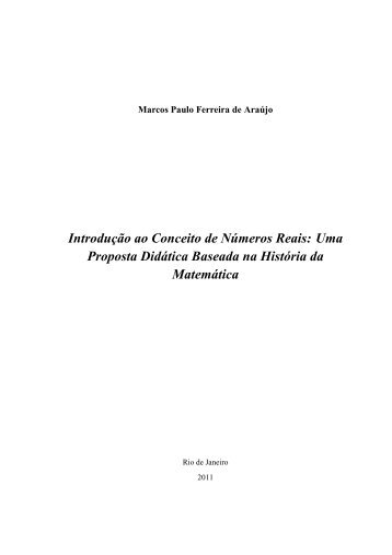 IntroduÃ§Ã£o ao Conceito de NÃºmeros Reais - PÃ³s-GraduaÃ§Ã£o IM ...