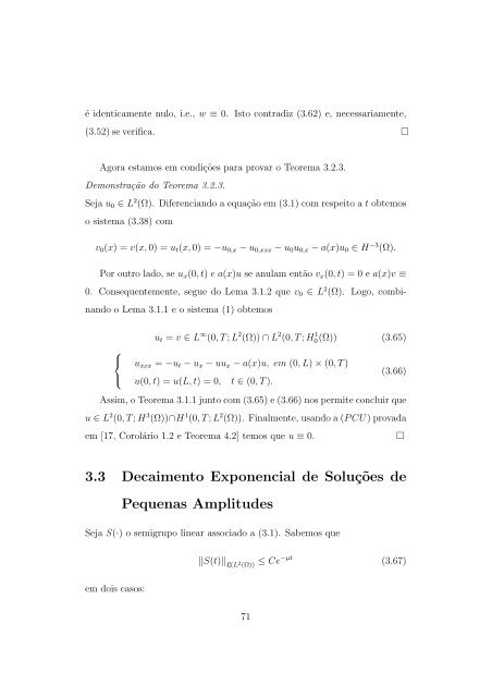 Existência, Unicidade e Decaimento Exponencial das Soluç ... - UFRJ