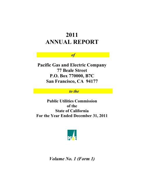 2011 ANNUAL REPORT - Pacific Gas and Electric Company