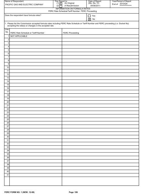 2010 FERC Form 1 - Pacific Gas and Electric Company