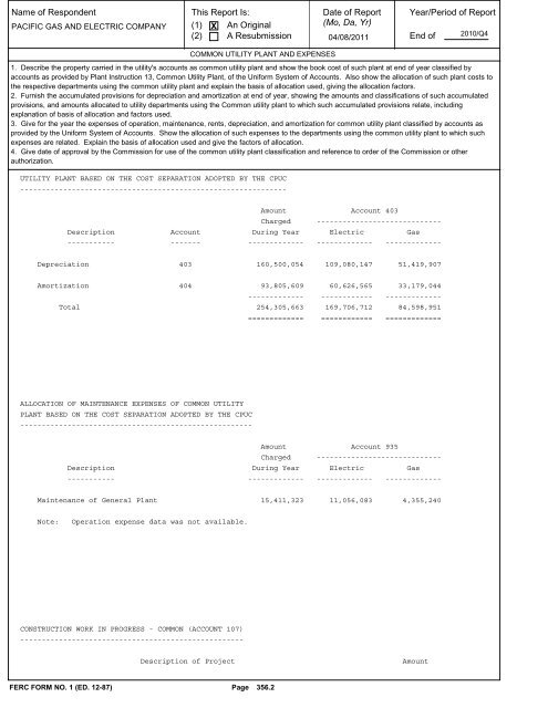 2010 FERC Form 1 - Pacific Gas and Electric Company