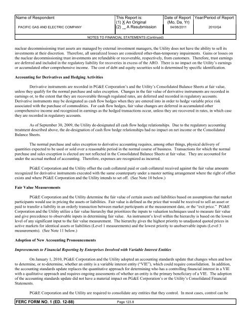 2010 FERC Form 1 - Pacific Gas and Electric Company