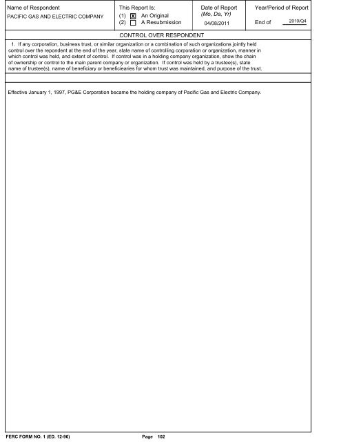 2010 FERC Form 1 - Pacific Gas and Electric Company