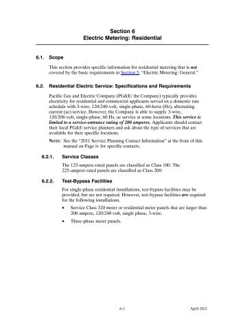 Electric Metering: Residential - Pacific Gas and Electric Company