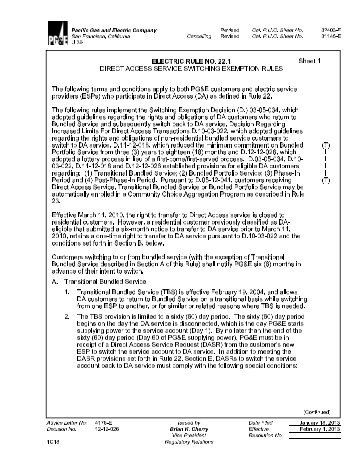 ELECTRIC RULE NO. 22.1 - Pacific Gas and Electric Company