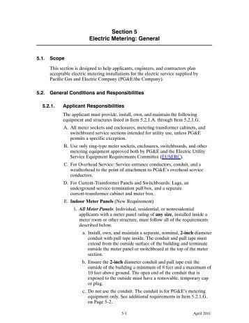 Section 5 - Electric Metering - Pacific Gas and Electric Company