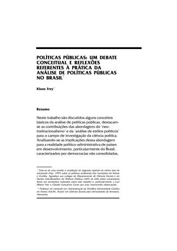 POLÃTICAS PÃBLICAS: UM DEBATE CONCEITUAL E ... - Ipea