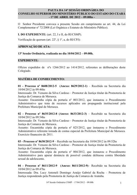 17 de abril de 2012 - MinistÃ©rio PÃºblico do Estado do CearÃ¡