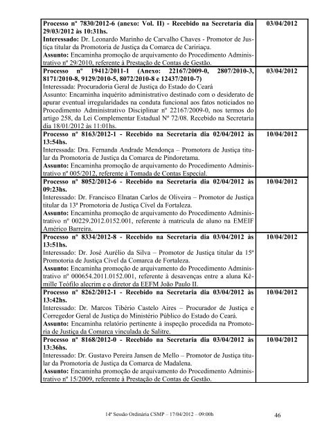 17 de abril de 2012 - MinistÃ©rio PÃºblico do Estado do CearÃ¡