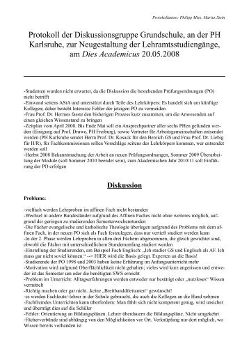 Protokoll Dies Academicus 20 - AStA und der PH-Karlsruhe