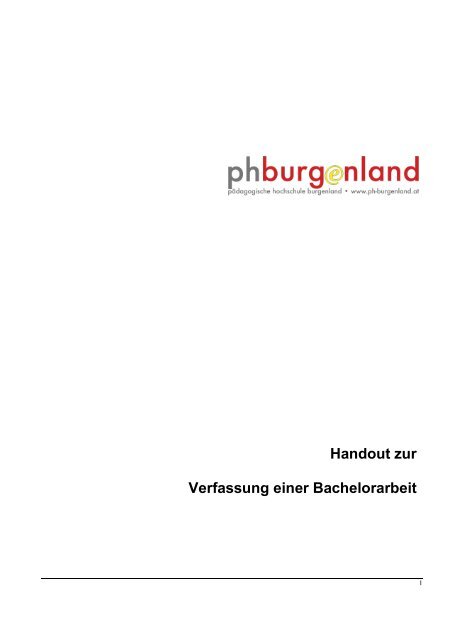 Handout zur Verfassung einer Bachelorarbeit - PÃ¤dagogische ...