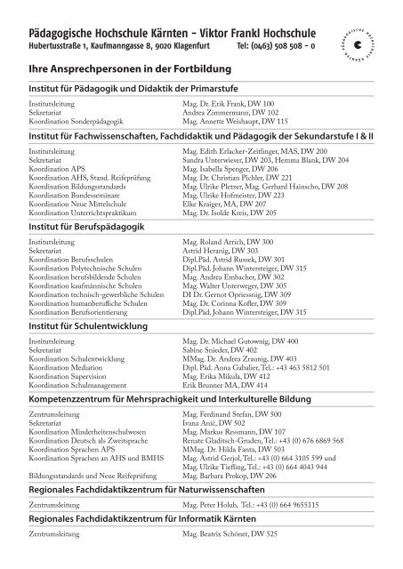 Fort - Pädagogische Hochschule Kärnten