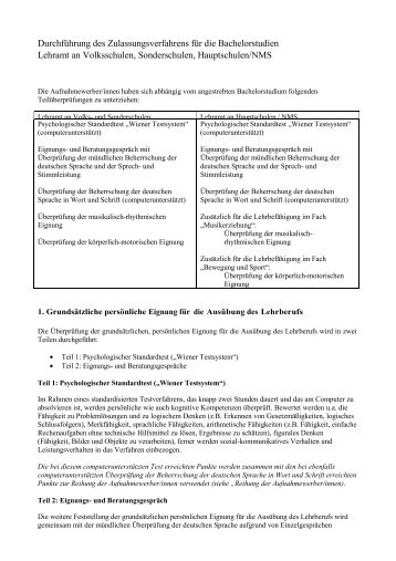 Details zur Durchführung des Zulassungsverfahrens