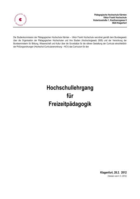 Curriculum - Pädagogische Hochschule Kärnten