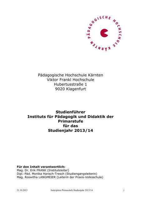 Primarstufe - Pädagogische Hochschule Kärnten