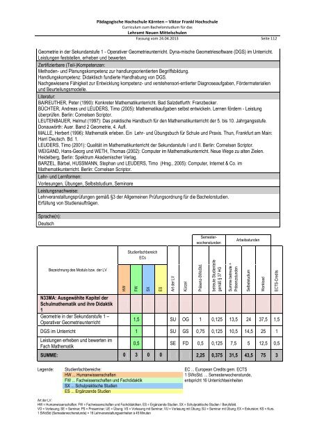 Curriculum zum Bachelorstudium für Hauptschulen / Neue ...