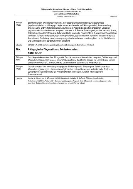 Curriculum zum Bachelorstudium für Hauptschulen / Neue ...