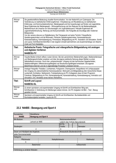 Curriculum zum Bachelorstudium für Hauptschulen / Neue ...