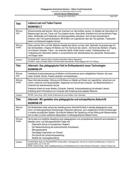 Curriculum zum Bachelorstudium für Hauptschulen / Neue ...